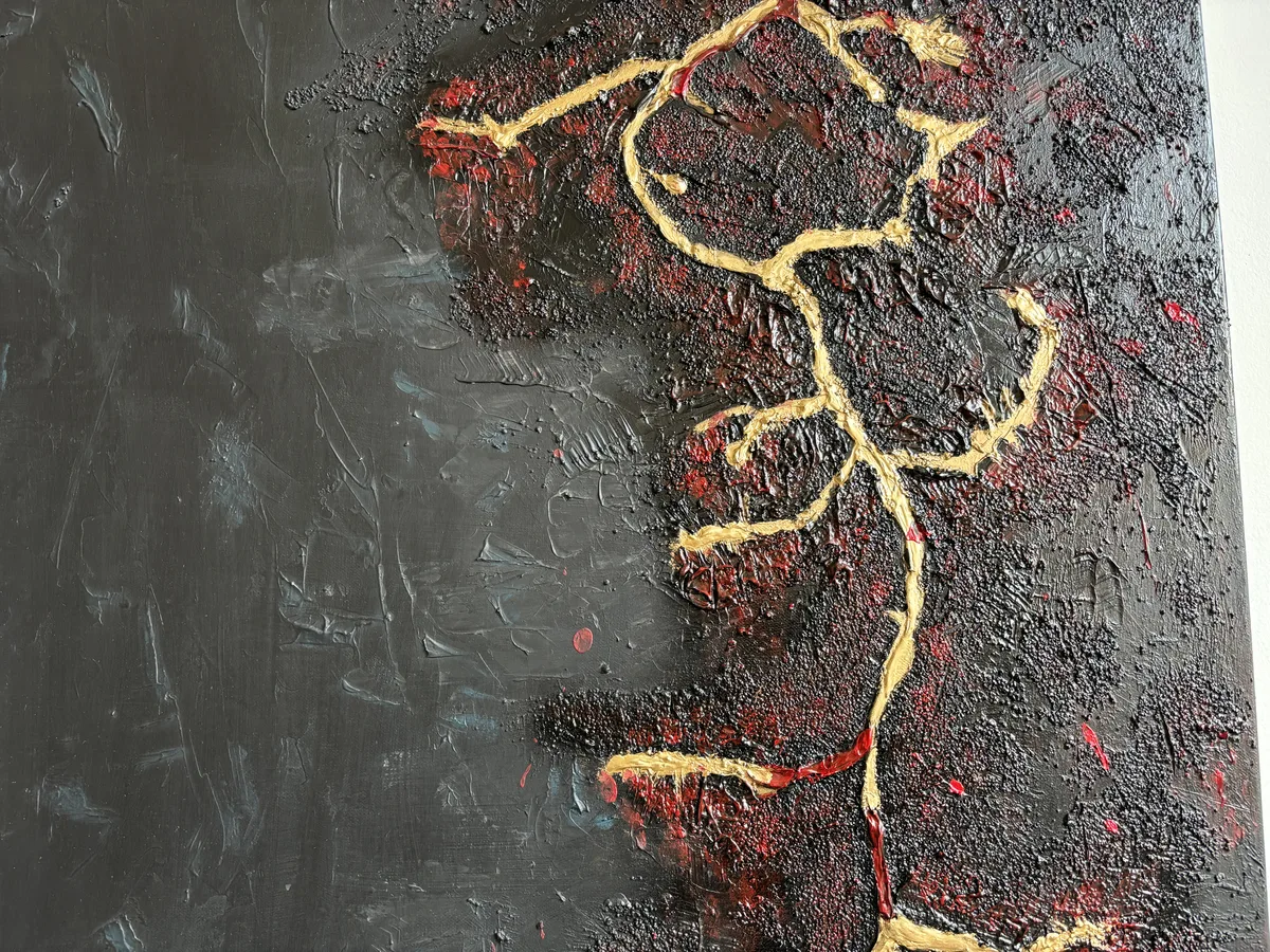 Golden Ecstasy — detail zlaté praskliny a impasto textury