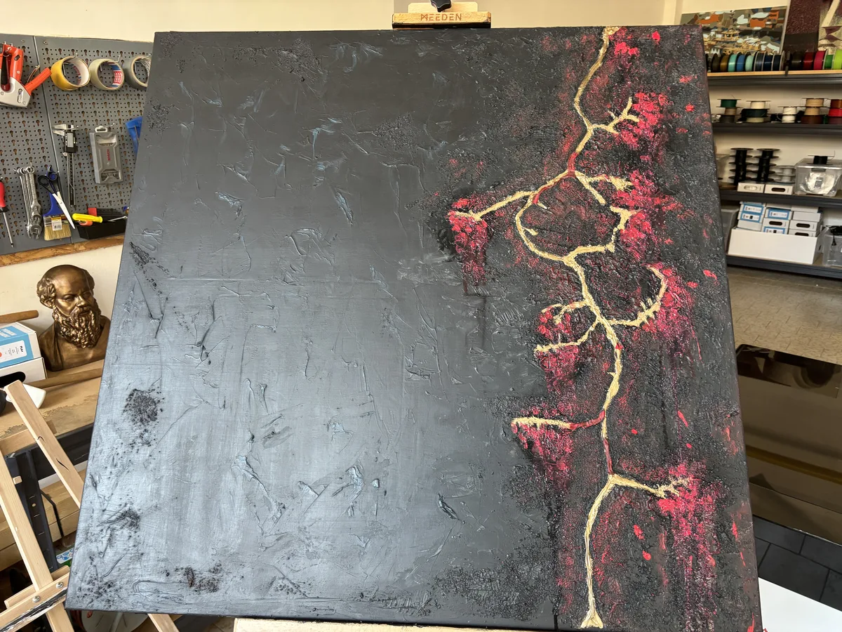 Obraz na zakázku Golden Ecstasy — krok 4: rudá přes zlatou